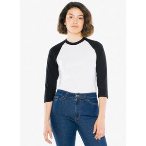 American Apparel Black & White Raglan Tee Sz M